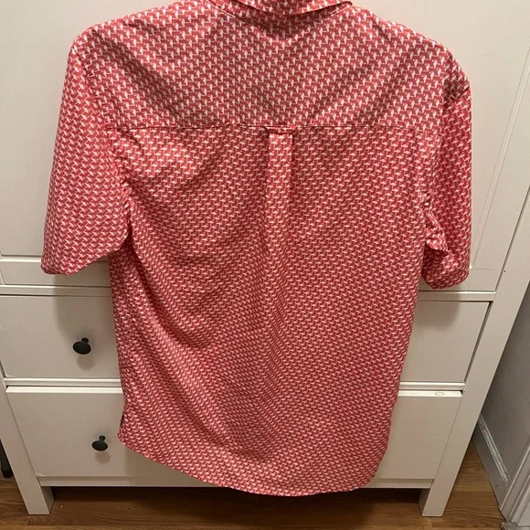 Izod Coral Flamingo Men's Button Down Shirt - Picture 4 of 4